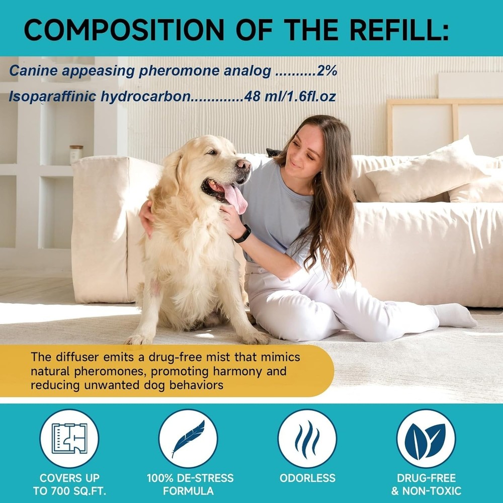 Dog Calming Diffuser Refills - 6 Pack Dog Pheromones Calming Diffuser for Dog