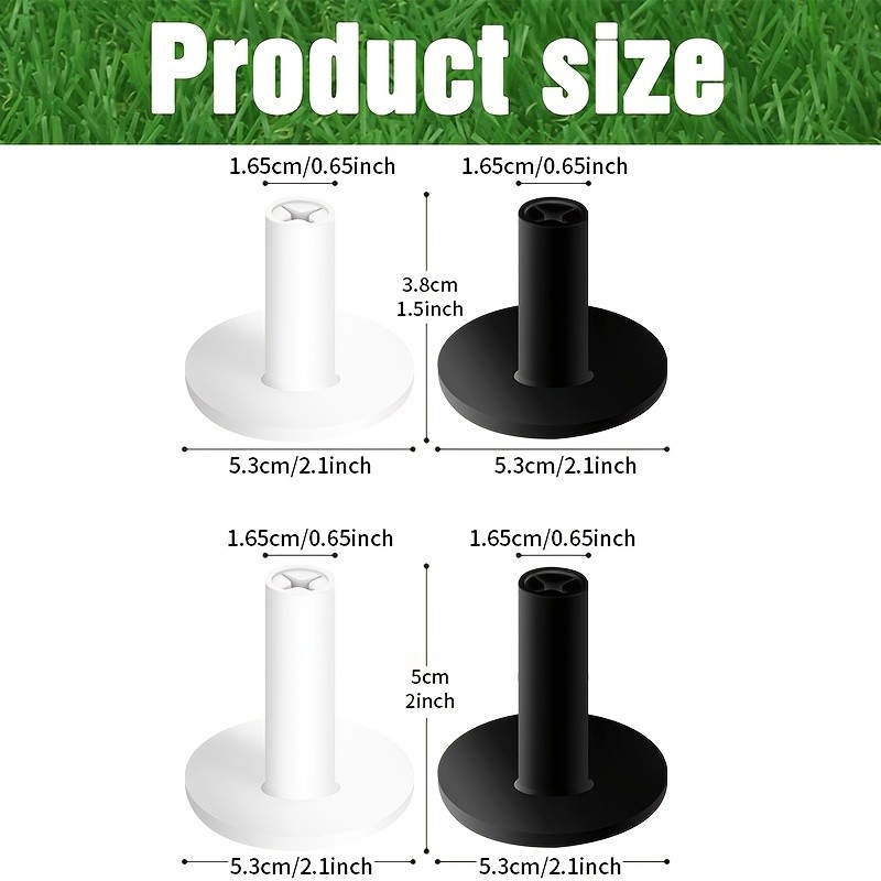 Golf Rubber Tees Driving Range Value 5 Pack for Practice Mat Black White Color