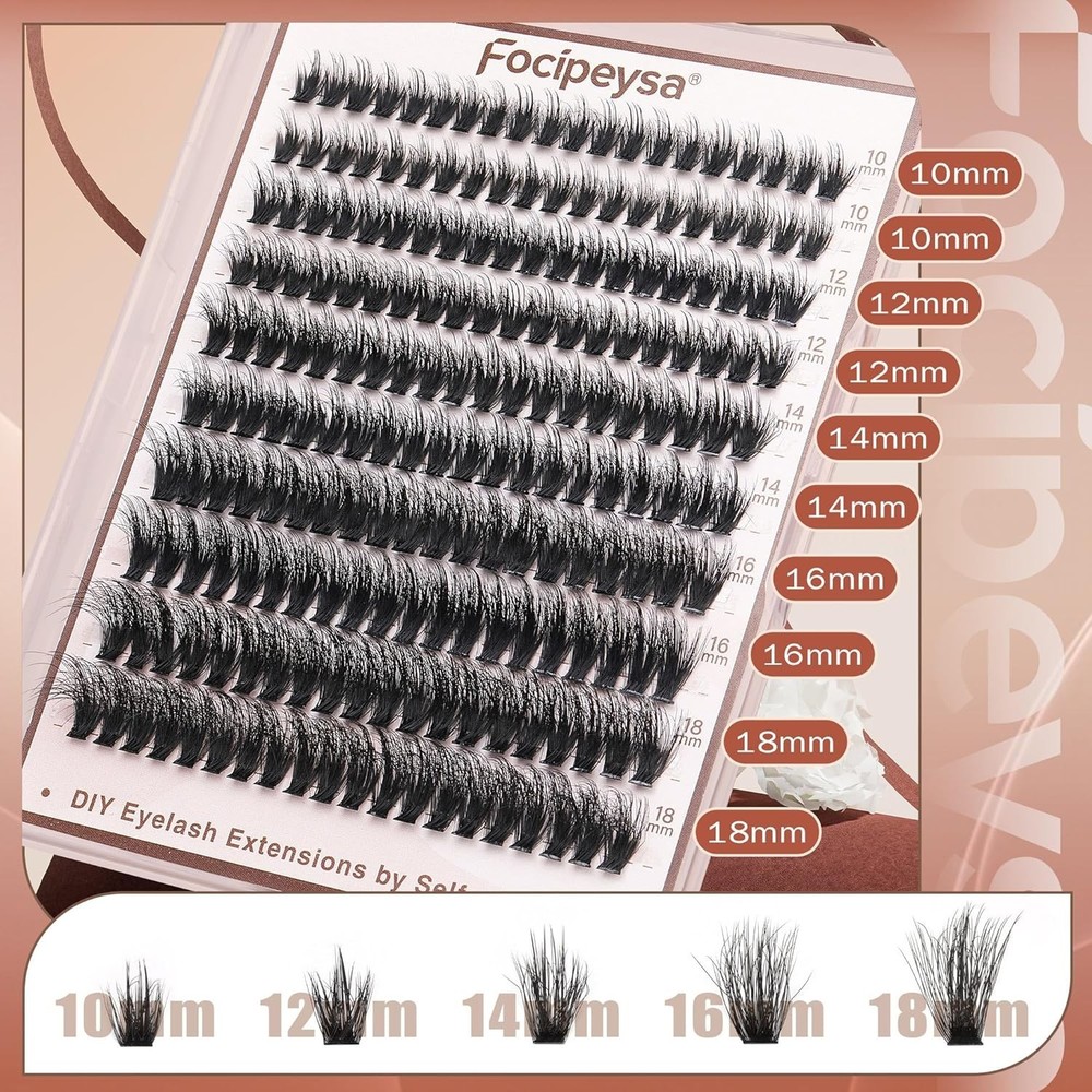 Ultra-Soft D Curl Lash Extensions: 200PCS Customizable Volume Cluster Kit