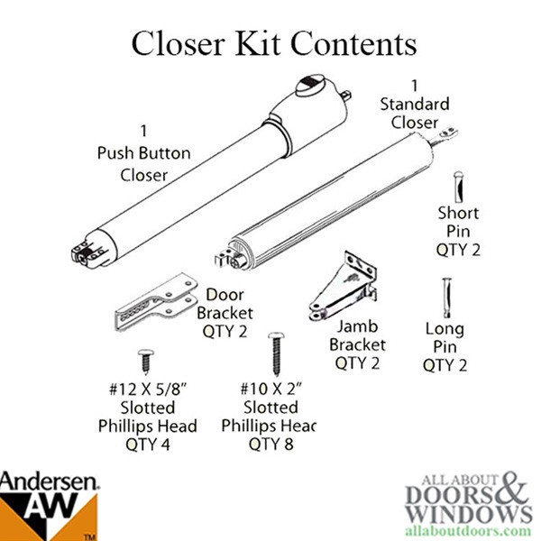 Andersen Emco Push Button Storm Door Closer 2-Pack Kit - Choose Color