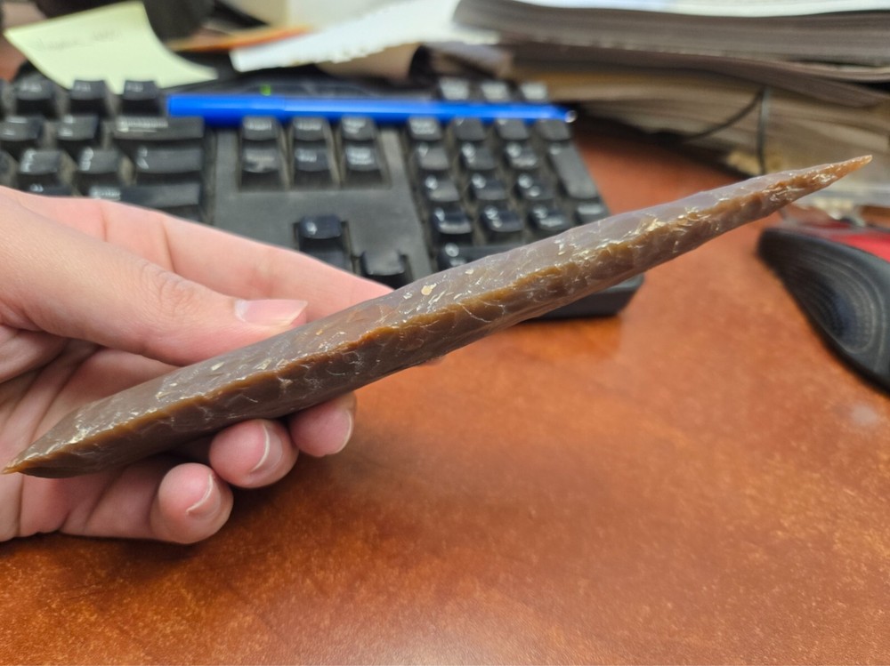 AGATE STONE SPEARHEAD ARROWHEAD POINT MEDIEVAL 7" - 7 1/2" #T-2091E