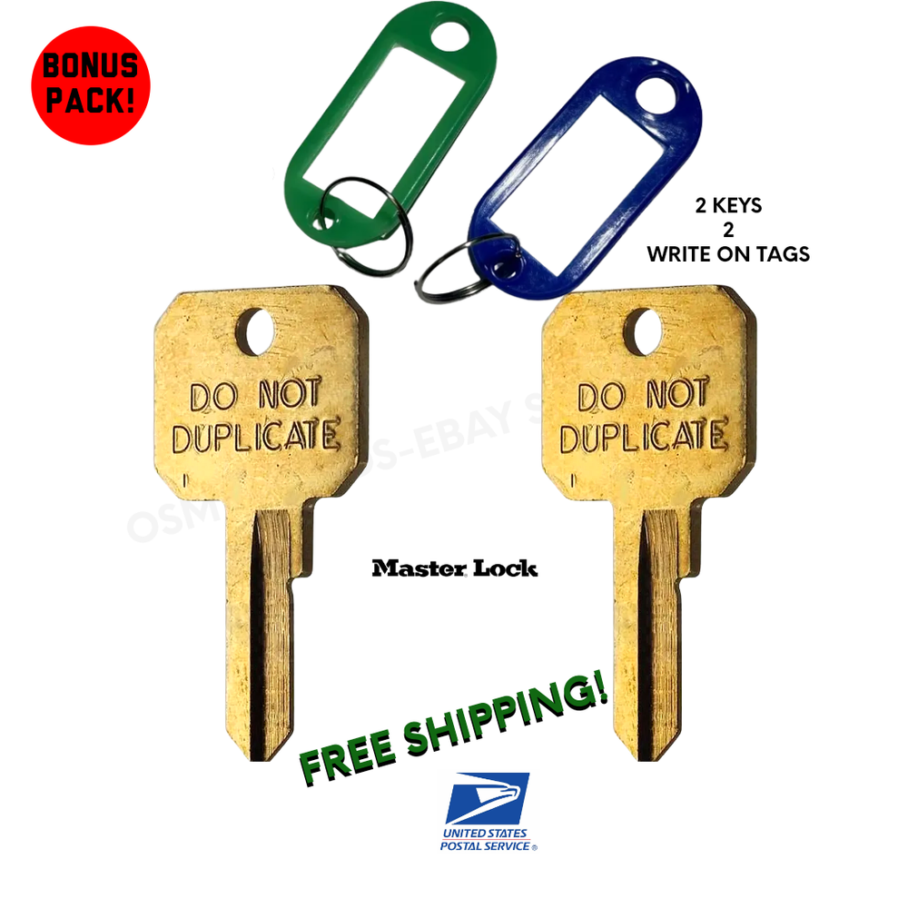 2 PACK Master Lock M1 Blank Brass Do Not Duplicate DND Padlock Key Blank BONUS!