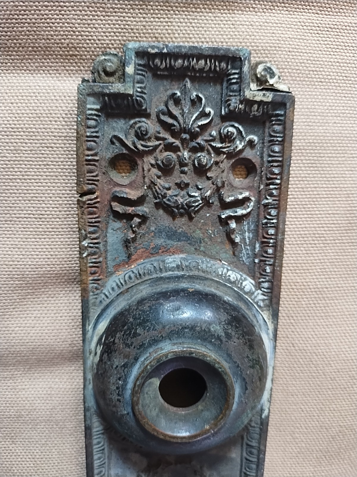 Antique Chicago 1745 Solid Bronze Ornate Victorian Doorbell Plate