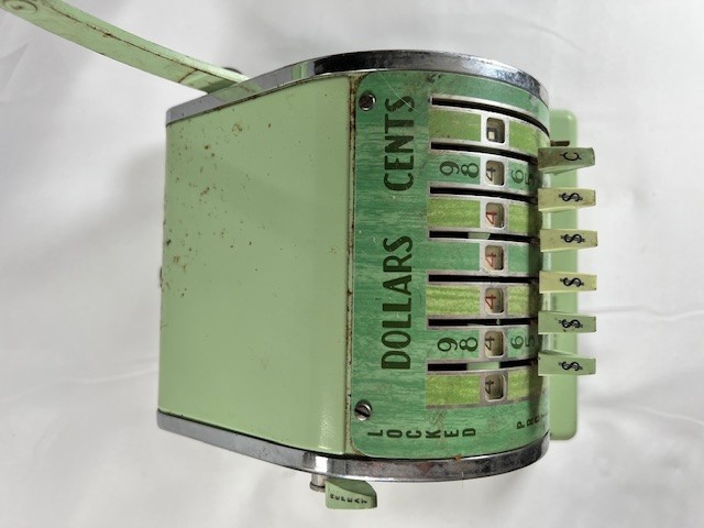 Vintage Paymaster Check Protector Machine – Green Hammered Finish – Chicago IL
