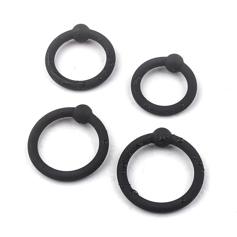 4x Set Male Ring Set Delayed Ejaculation Trainer Set Silicone Sleeve Black Bands