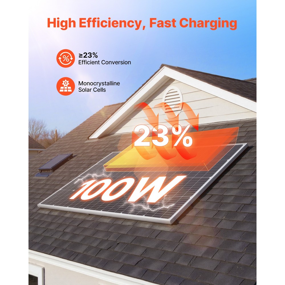 Uimoso 100W Monocrystalline Solar Panel High-Efficiency PV Module