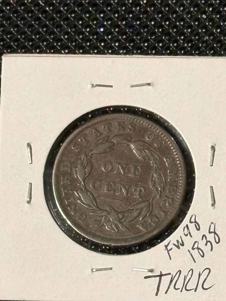 1838 Coronet Head Cent VF+ *Details*