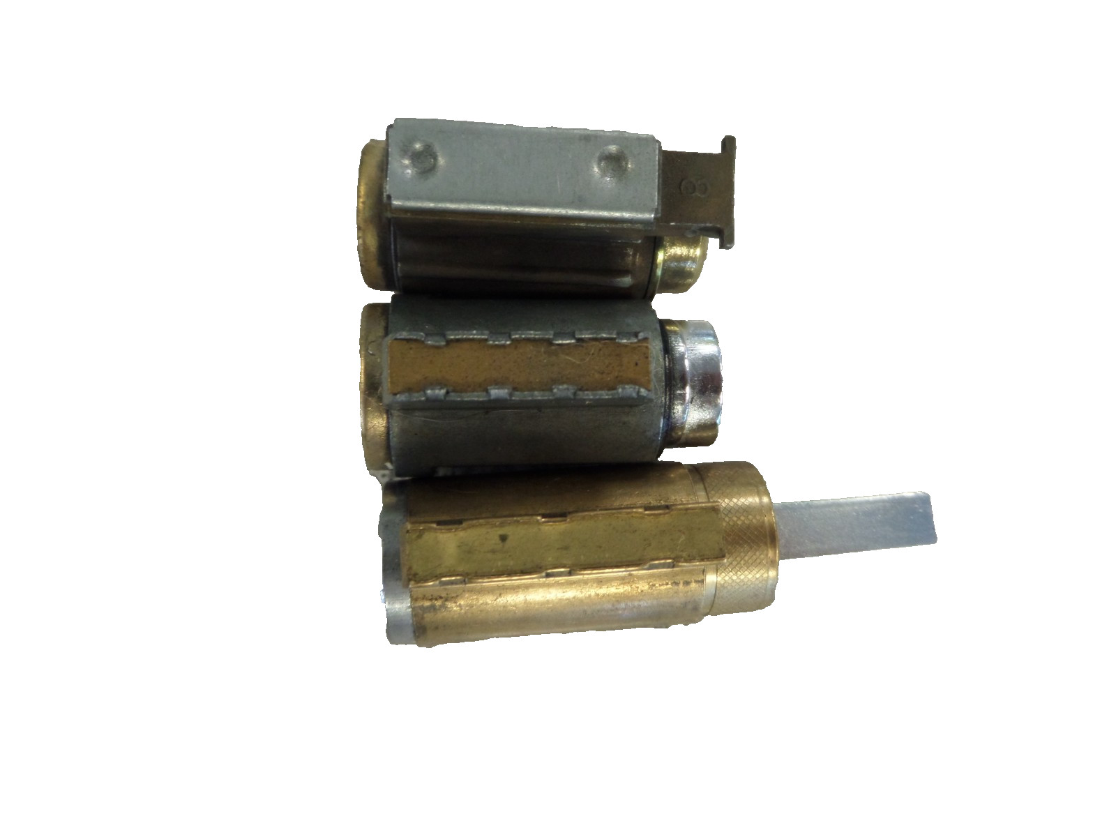 LOT OF 3 KW1/SCHLAGE/SC1 5 & 6 PIN LOCK CYLINDERS USED NO KEYS LOCKSPORT