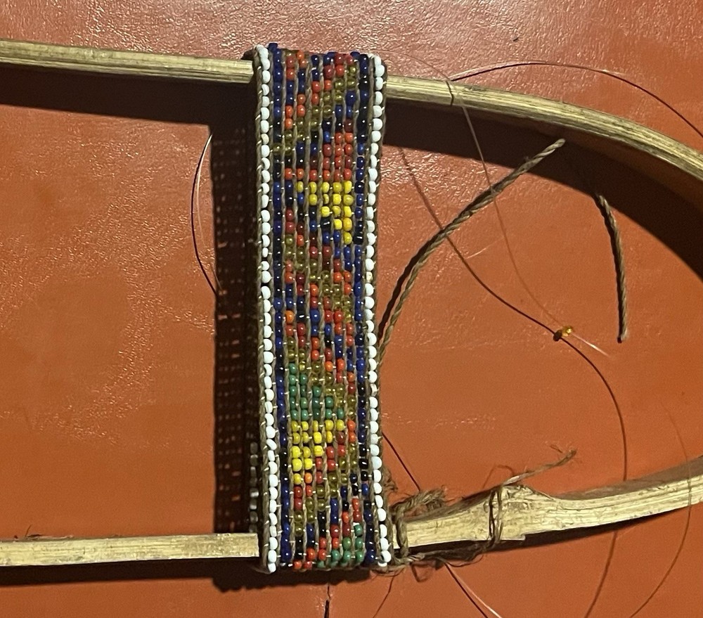 Primitive Bent Stick Loom Bead Weaving Tool With Beaded