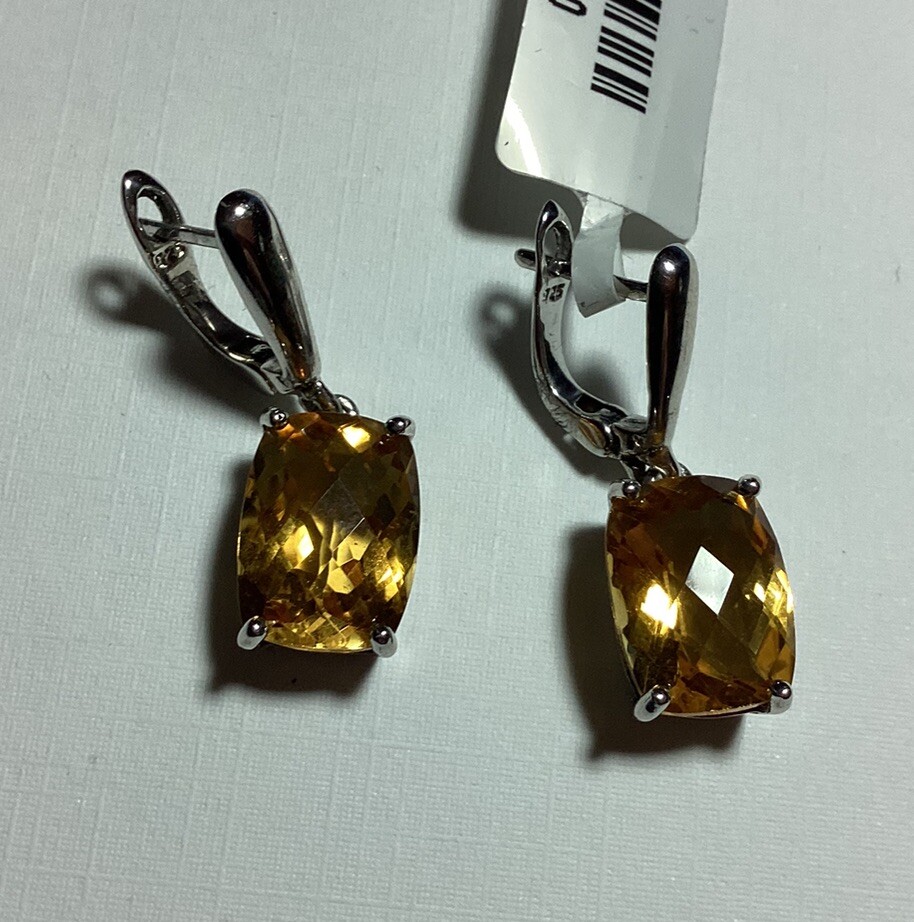 Sterling Silver .925 Citrine Ring (7) & Matching Earrings