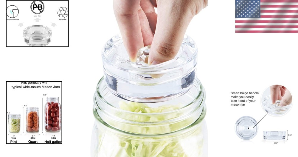 Compact Round Fermentation Weights - 4 Pack for Perfect Vegetable Fermentation