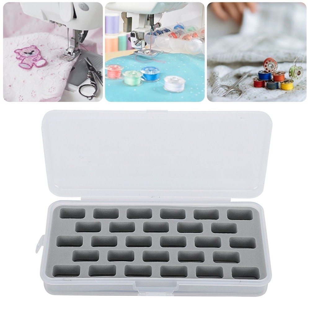 28 Slots Empty Spools Box Plastic Thread Storage Cover Bobbin Organizer