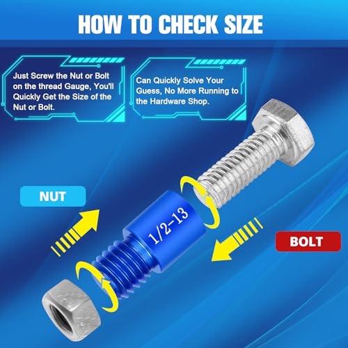 57Pcs Thread Checker, Nut and Bolt Thread 57 Gauges - 33 Inch & 24 Metric