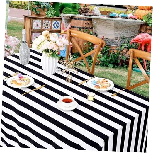 Waterproof Black and White Tablecloth 57" x 120" (Rectangular) Black&white