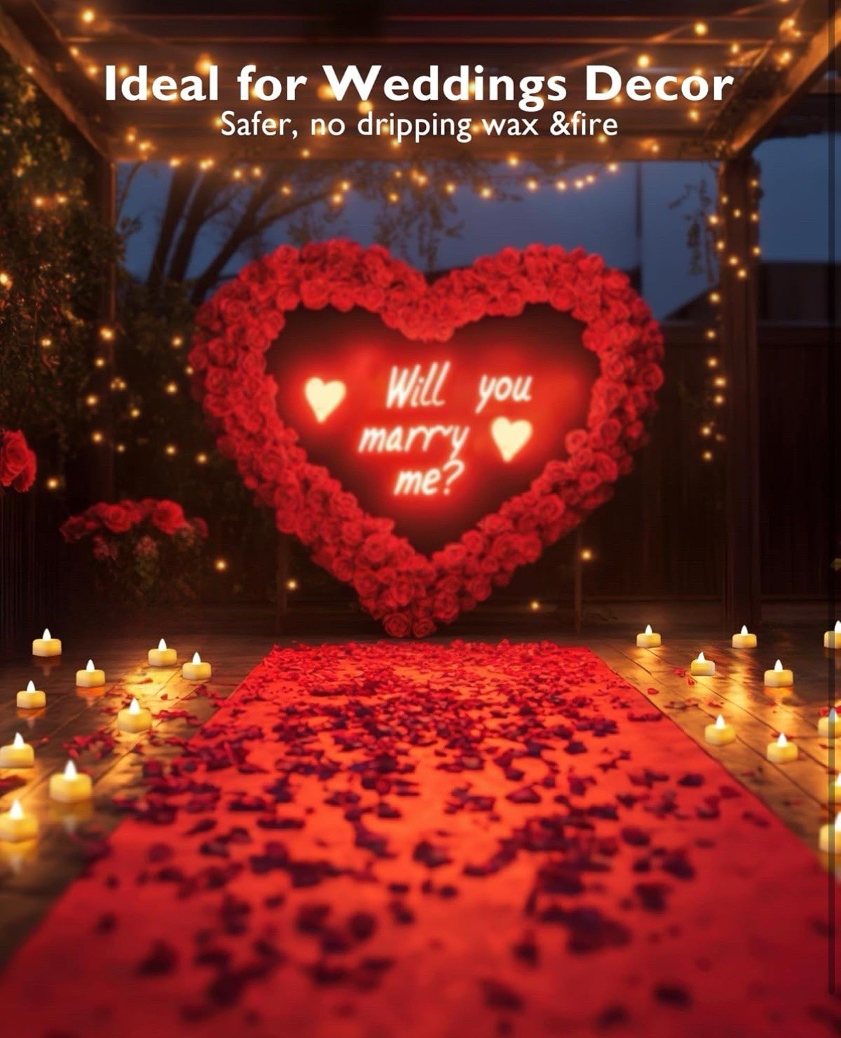 2000pcs Artificial Rose Petals with 24 LED Tea Lights