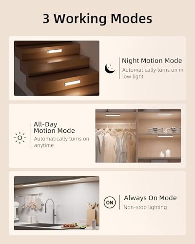 3-Pack Under Cabinet Lighting, 2000mAh Rechargeable Wireless Motion 3 Pack