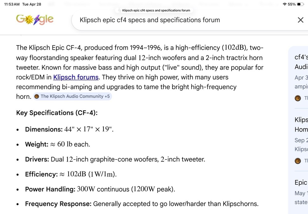 Klipsch Epic CF4 Speakers