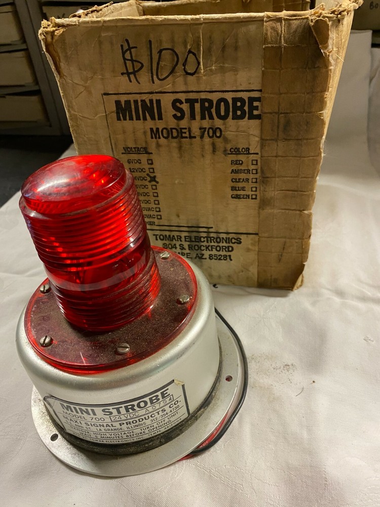 VINTAGE 1977 "TOMAR" MINI STROBE LIGHT-MODEL 700-24 VOLT