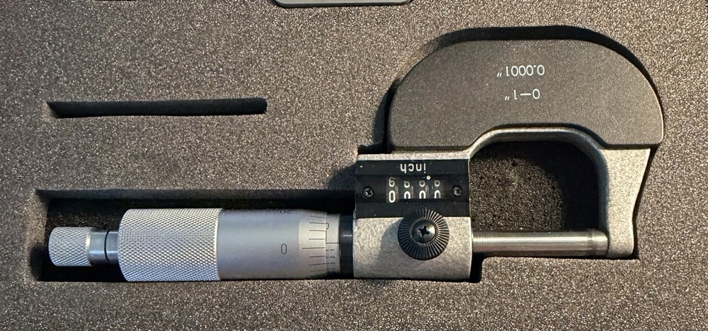Precise 0-1" Precision Ball Micrometer .0001 Carbide Thickness - New
