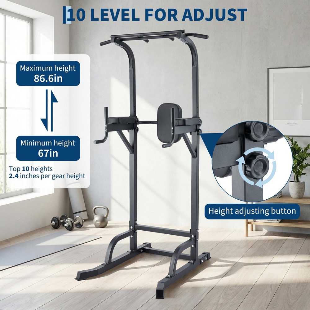 Adjustable Power Tower Pull Up Bar Dip Station Multi-Function Home Gym Workout