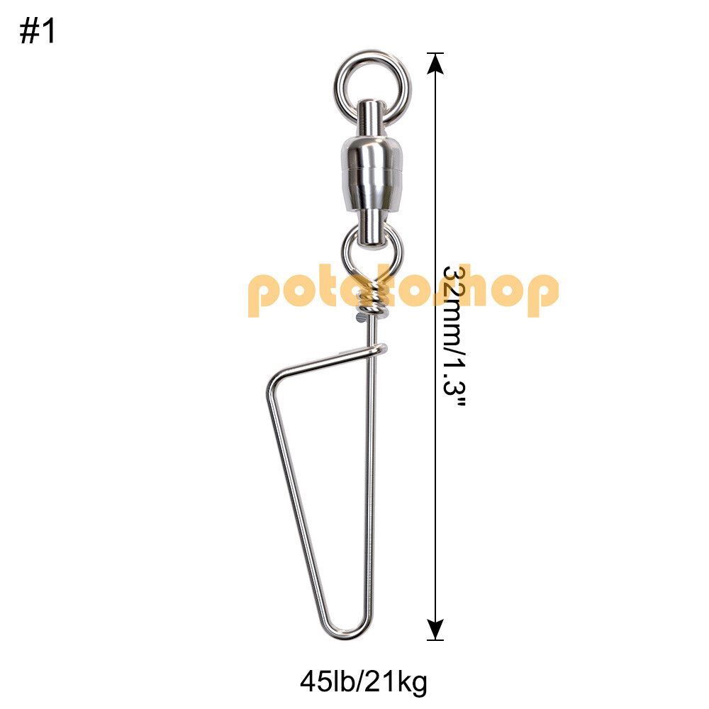 Assorted 20X Swivels Fishing Terminal Tackle Stainless Steel Solid Dual Rotation