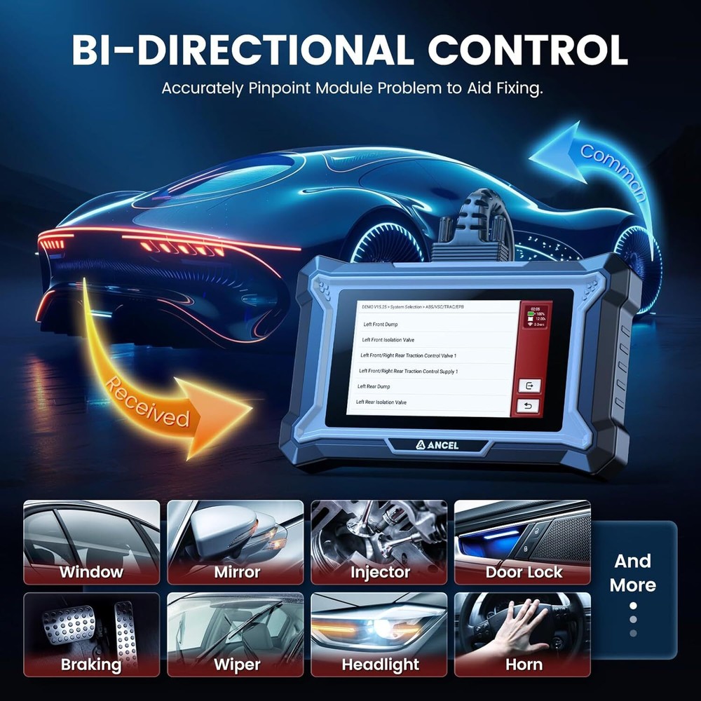 ANCEL DS160 Bidirectional OBD2 Scanner Auto Car Diagnostic Scan Tool ECU Coding