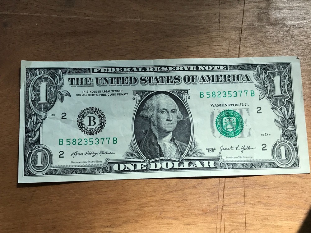 2021 -$1 One Dollar Bill MISALIGNED ERROR/MISCUT