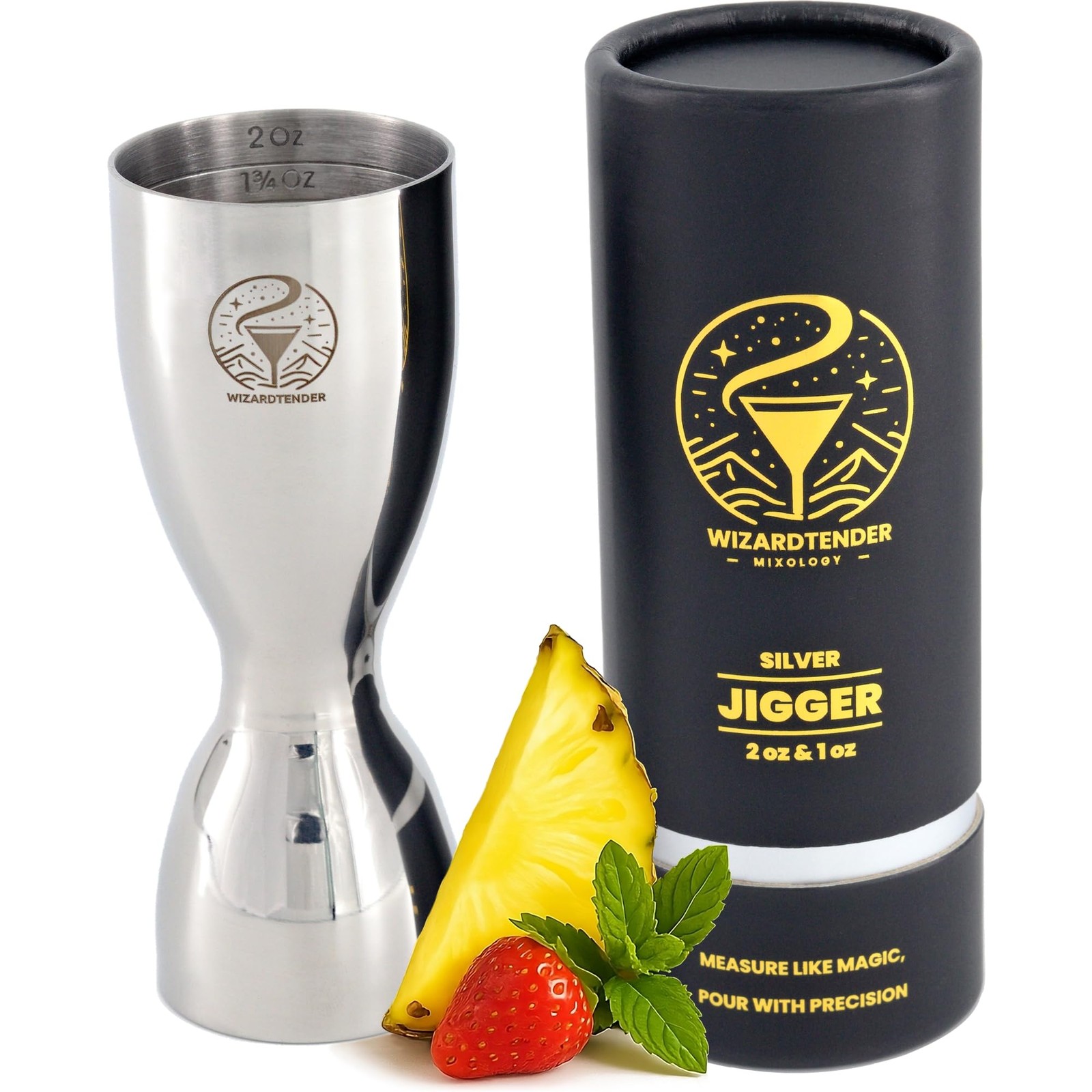 Cocktail Jigger for Bartending | Bar 2 oz 1 Standard, Glossy Silver
