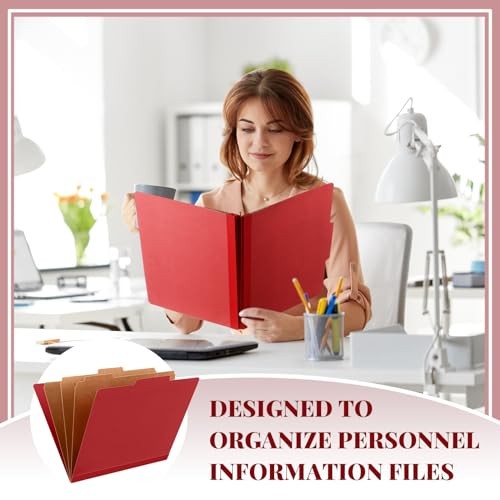 Pcs Classification Folders Letter Size, 3 Divider Pressboard File 48 Red