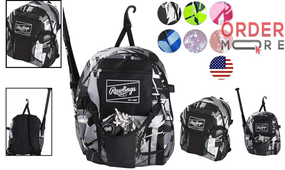 Baseball Softball Backpack 15x12x6 Durable Polyester Large Storage Gear