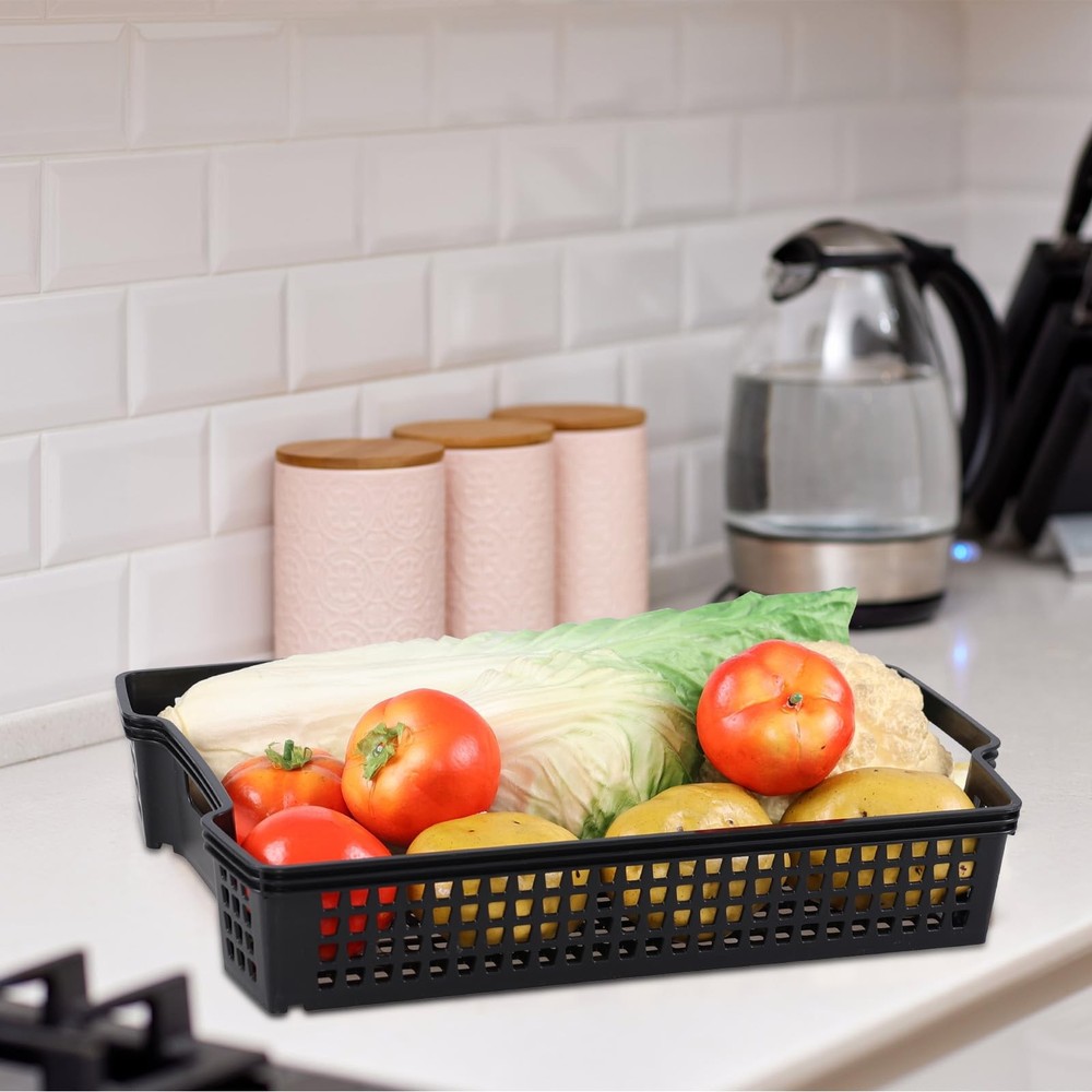 6 Pack A4 Paper Storage Basket Tray Stackable Office Organizing Black