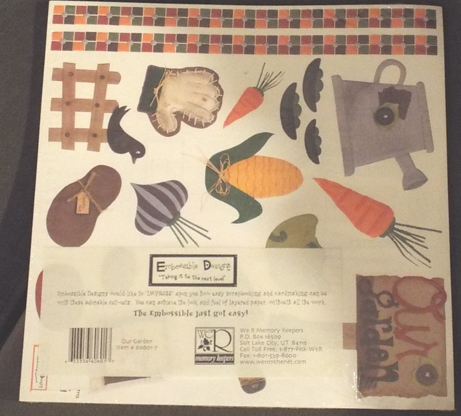 12" Scrapbook Paper WHOLSALE 5p Garden Party Emboss Vegetable Seed Packet