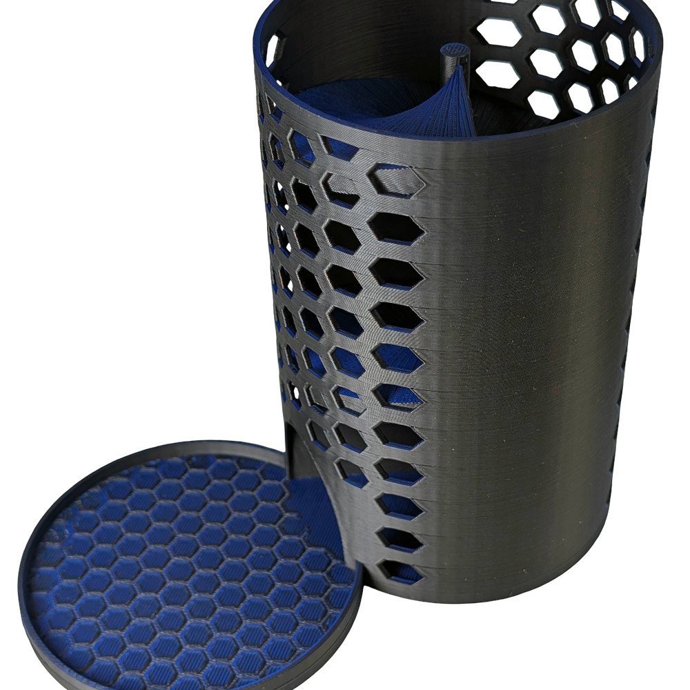 Supportive Solutions Hexagons Dice Tower - One Size Black & Blue - New, Handmade
