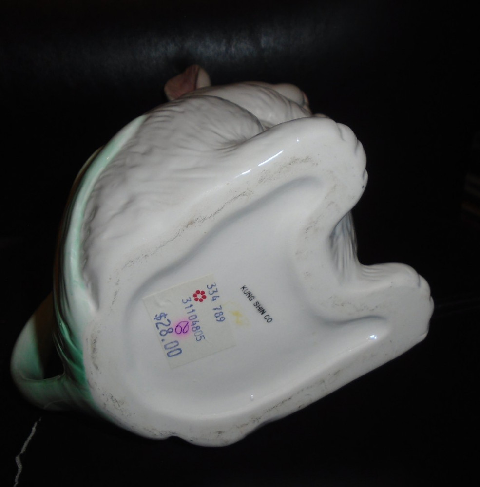 NWT CERAMIC KUNG SHIN CO. CERAMIC EASTER RABBIT PITCHER