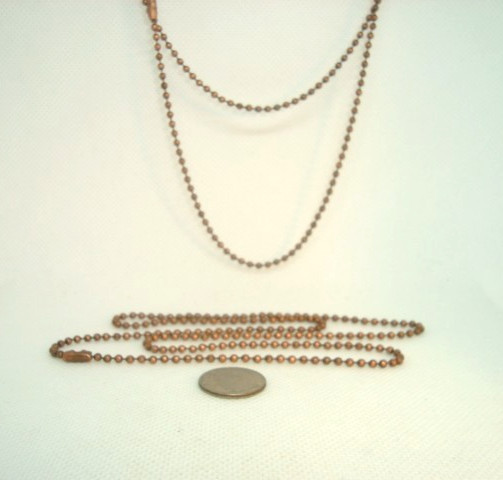 #2 Two COPPER Metal Bead Ball Chain Jewelry Necklace Clasp Chain 24" inch (L)