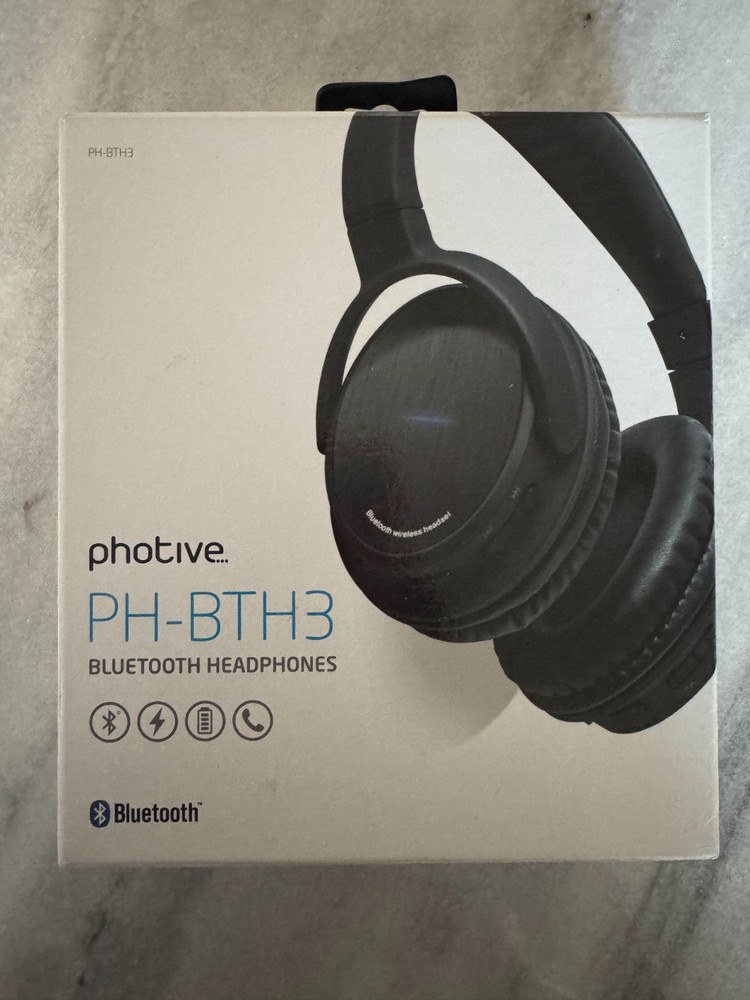 1L Photive PH-BTH3 Wireless Bluetooth Headphones Black Case Microphone Complete