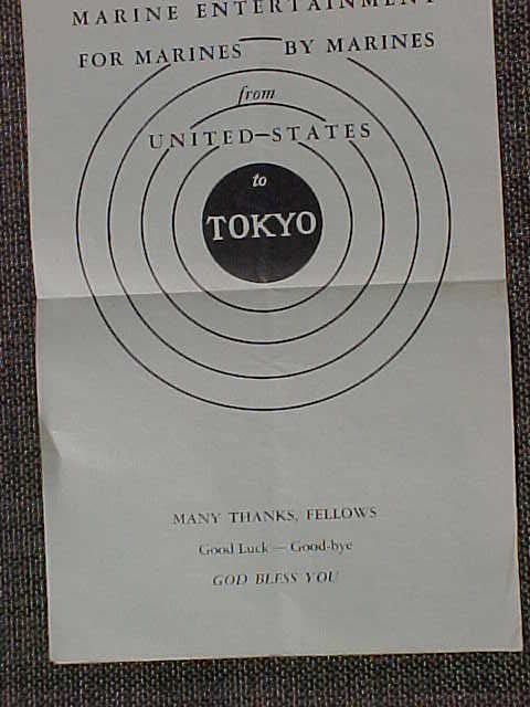 ORIGINAL WWI USMC PACIFIC THEATER MARINE ENTERTAINMENT PROGRAM