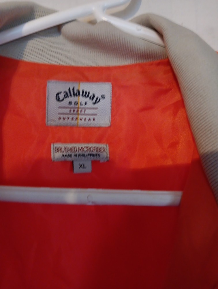 Callaway Golf Men XL Orange Pullover Jacket 1/2 Zip Outerwear Brushed Microfiber