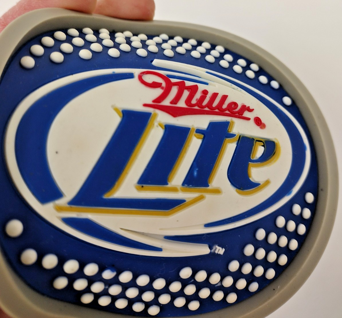 Miller Lite Rubber Beer Coaster Set of 4 Durable Washable Stocking Stuffer Bar