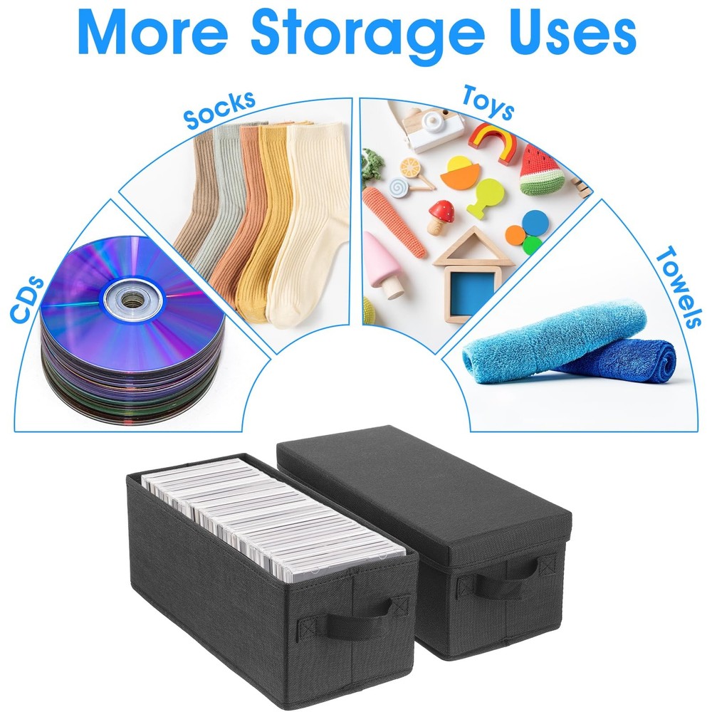 4 Pack CD Case Holder Handle Lid Easy Move Organizer Media Storage Container