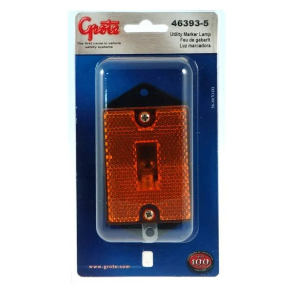 3.9" Yellow Rectangular Screw Mount Clearance Marker Light w Built-In Reflector