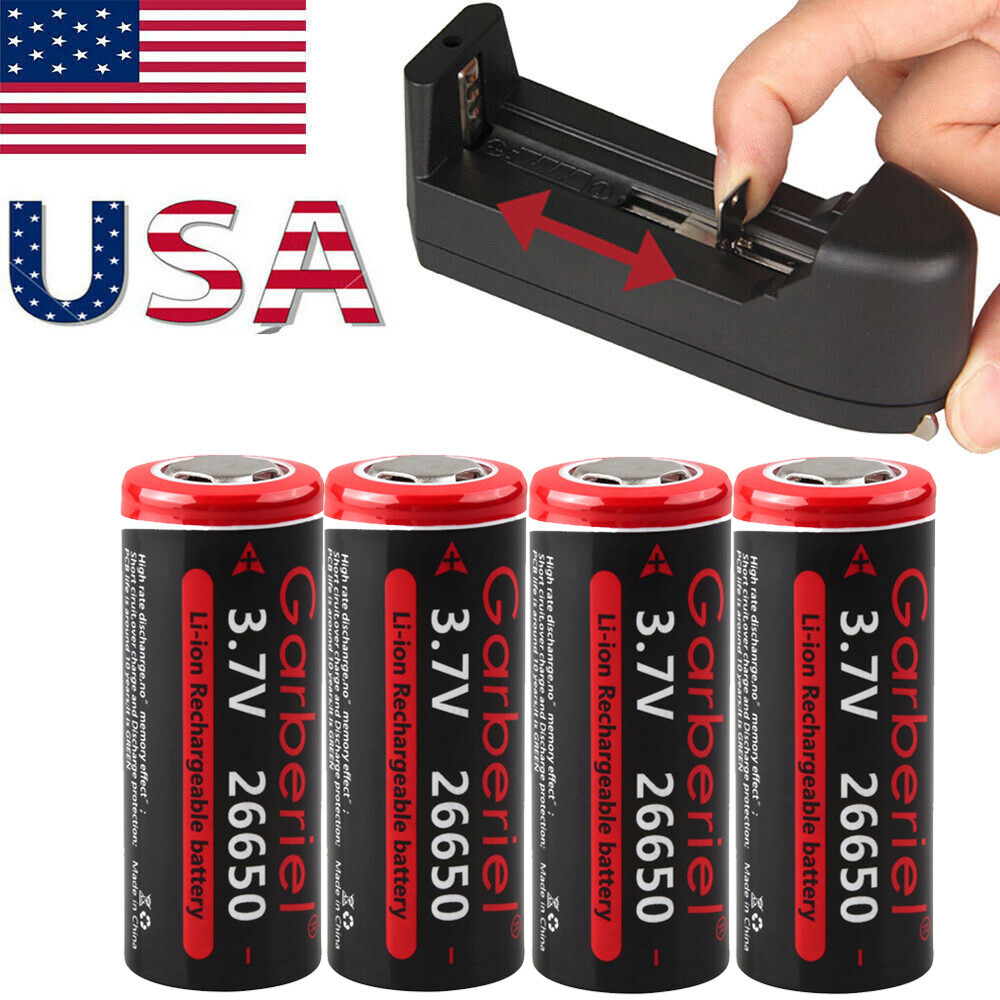 26650 Battery Flat Top Li-ion 3.7V Rechargeable Batteries for LED Flashlight Toy