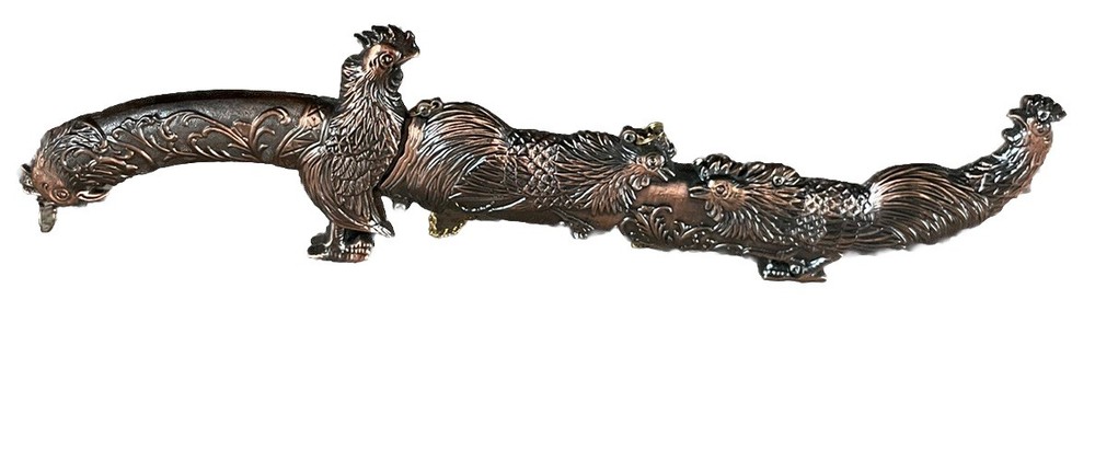 Fantasy Fighting Rooster Dagger With Decorative Rooster Sheath 13”