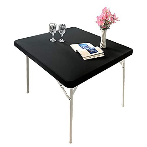 Cocktail Fitted Spandex Stretch Square Table Covers 34" x 34" (Square) Black