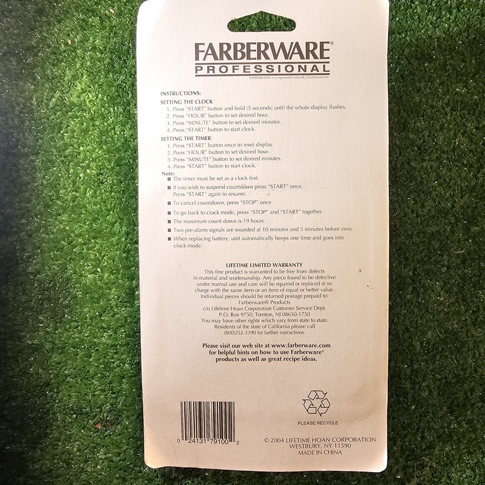 RARE - FARBERWARE KITCHEN MAGNETIC DIGITAL TIMER/CLOCK BATTERY OPERATED