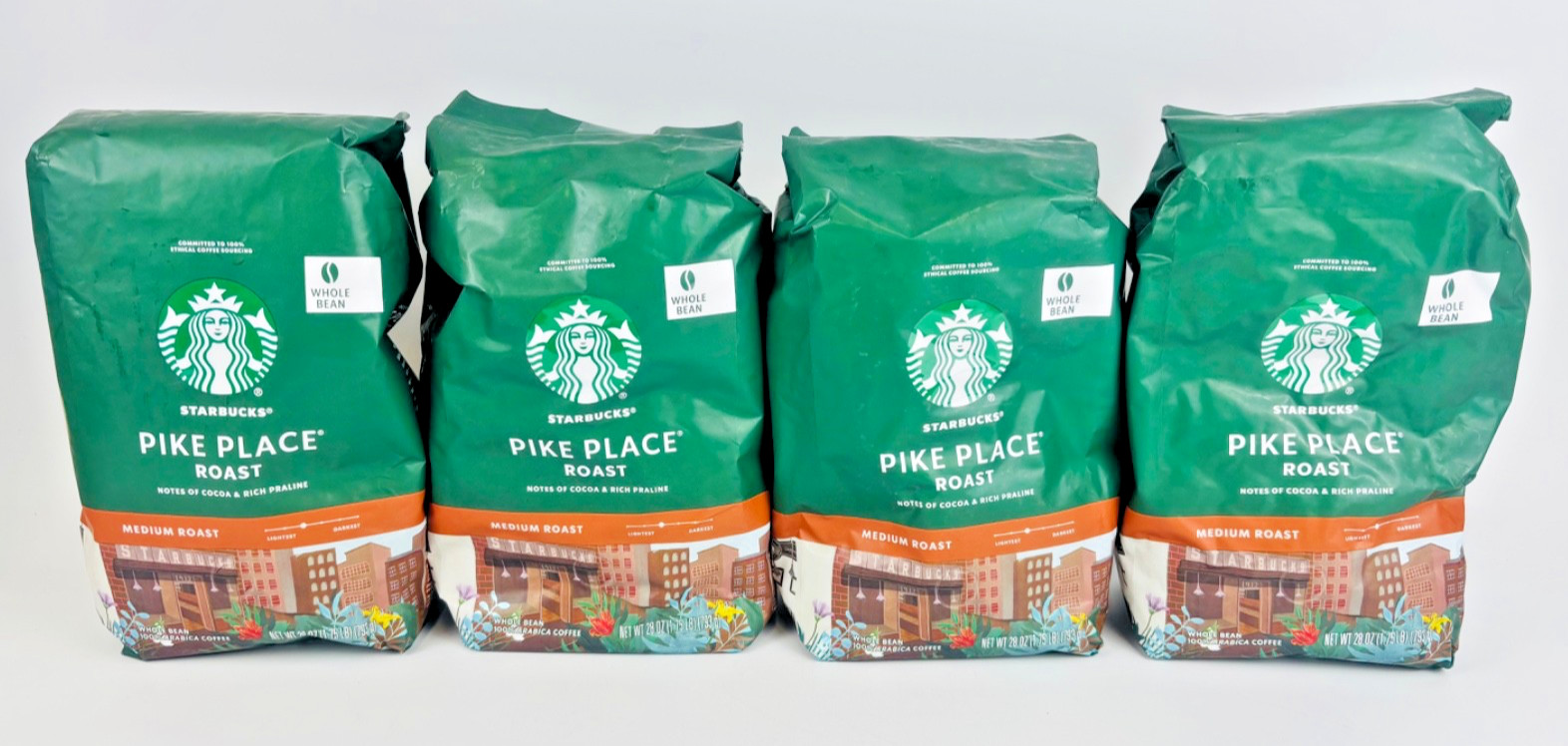 Starbucks Pike Place Medium Roast Whole Bean Coffee 4 Bags 28oz BB 3 March 2026