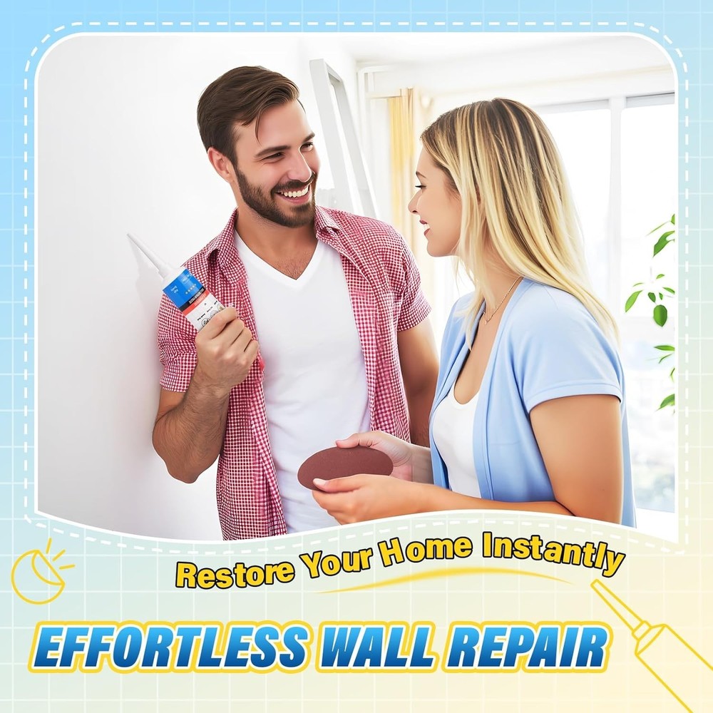 Complete 9 Pack Wall Repair Kit: Fast-Drying Spackling Paste & Application Tools