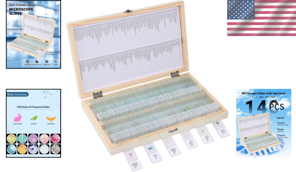 140-Pc Educational Microscope Slide Set - Safe Specimens for Young Scientists