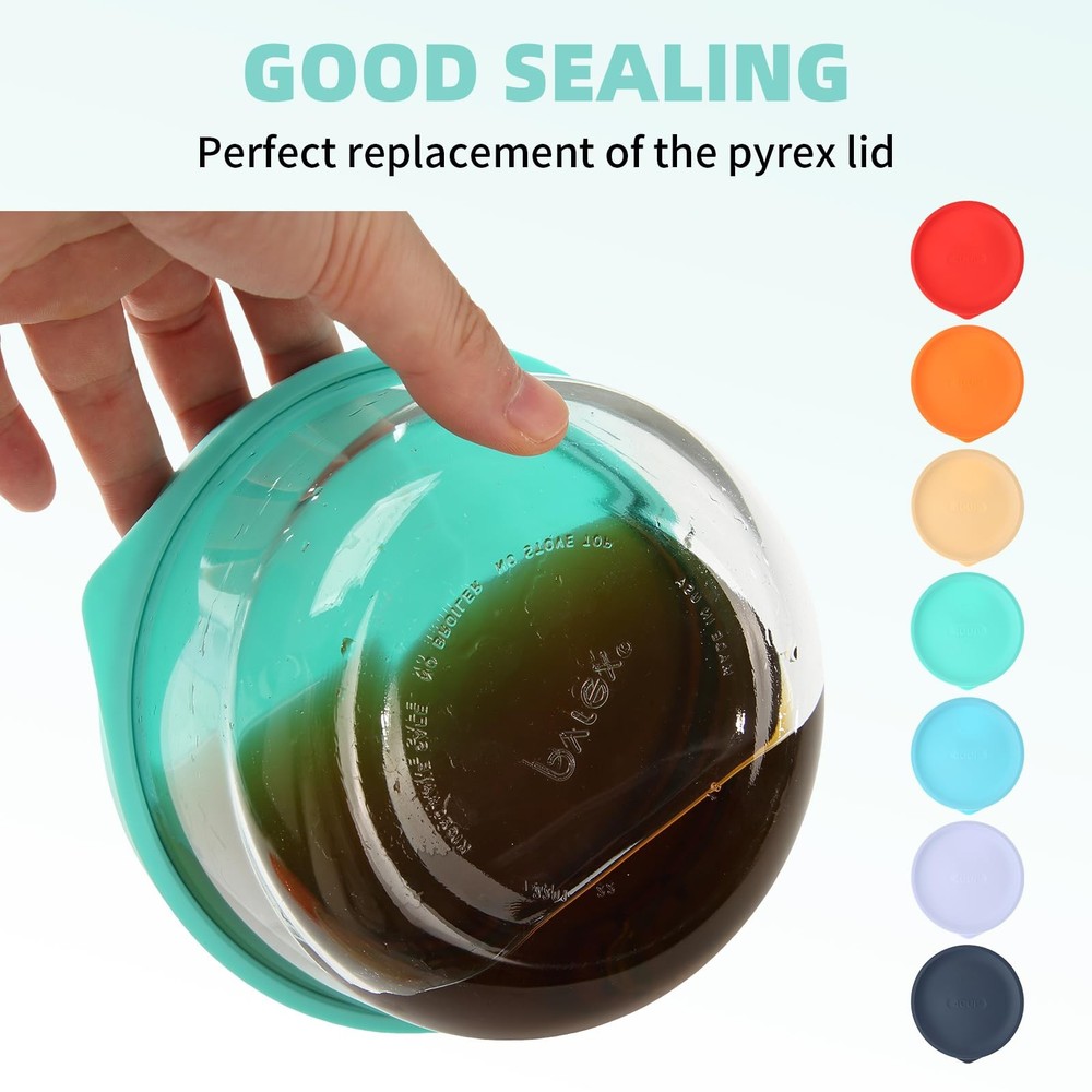 Replacement Lids for Pyrex 7201-PC 4 Cup, 4 Turquoise 2 pack