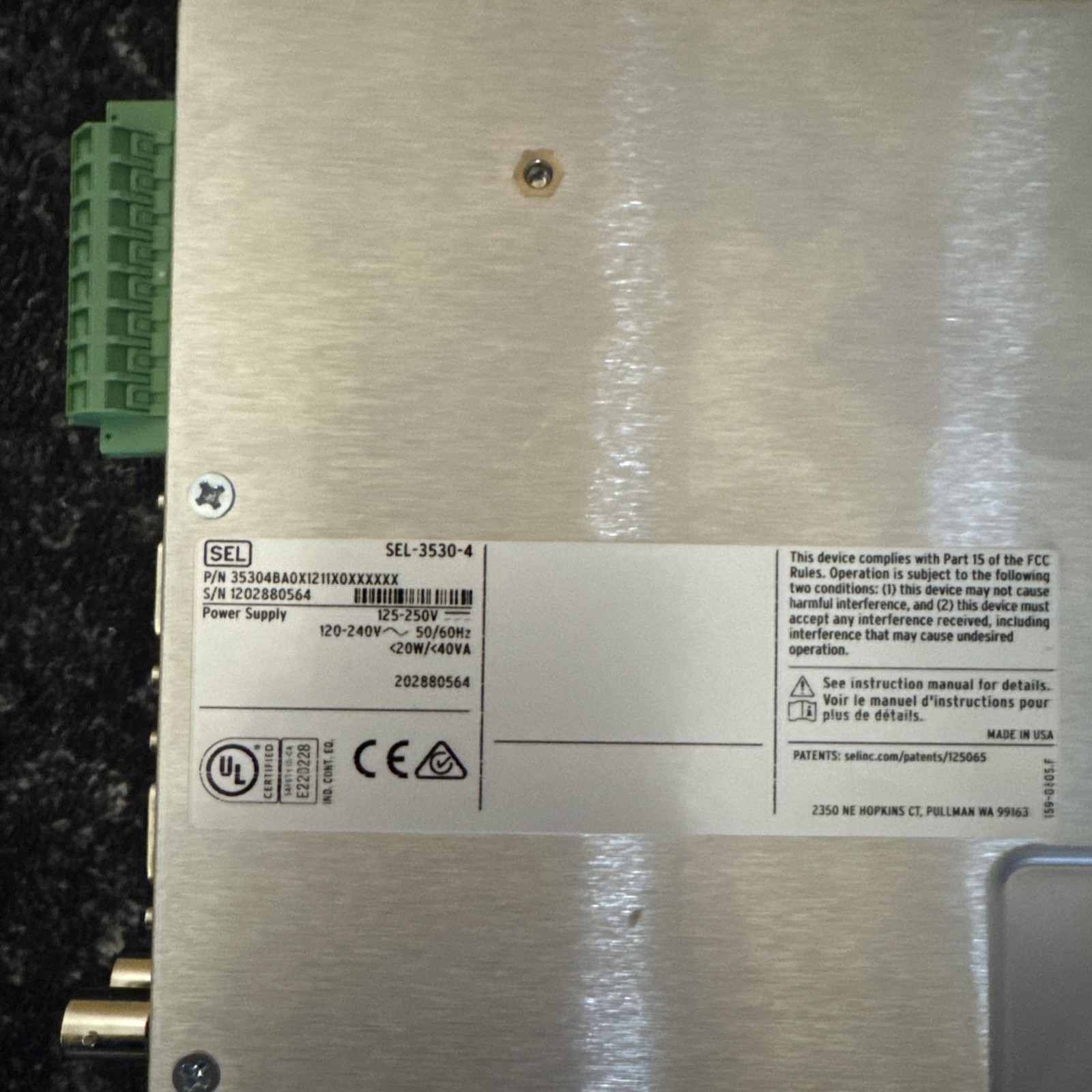 SEL-3530-4 REAL-TIME AUTOMATION CONTROLLER RTAC - Schwietzer Engineering Labs